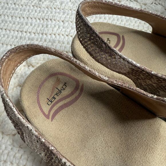 DANSKO Women's 39 US 8 Sonnet Sandal Metallic Gold Tan Animal Print Clog Shoe - Picture 9 of 13